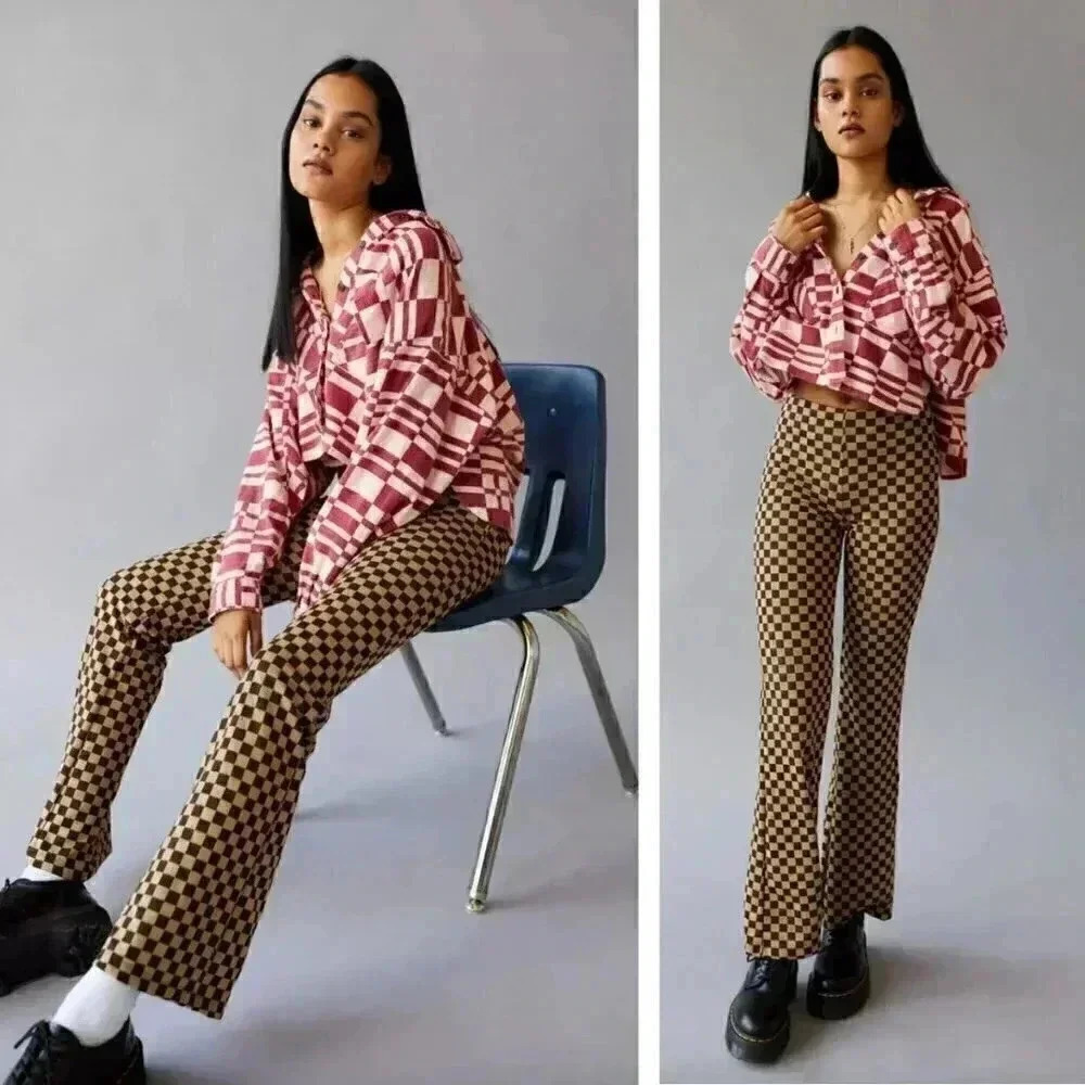Urban Outfitters Pink Checker Button-Down Shirt